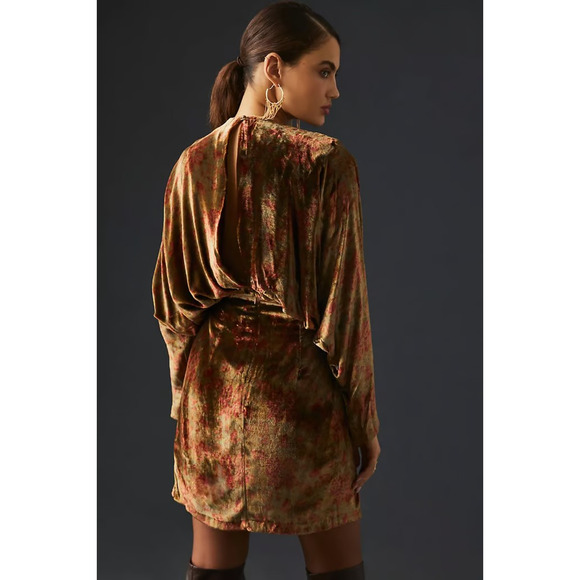 New Anthropologie Mes Demoiselles V-Neck Velvet Dress $480 SIZE 36 US 4 Floral - Picture 4 of 9
